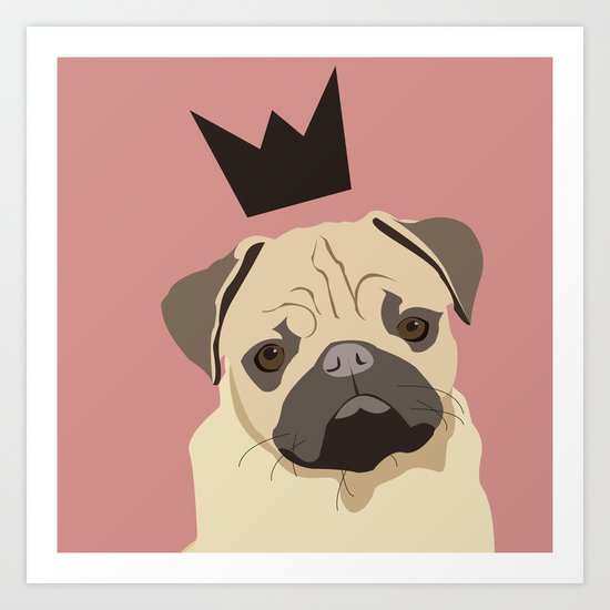Royal pug Art Print