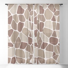 Abstract Shapes 207 in Terracotta and Beige Sheer Curtain