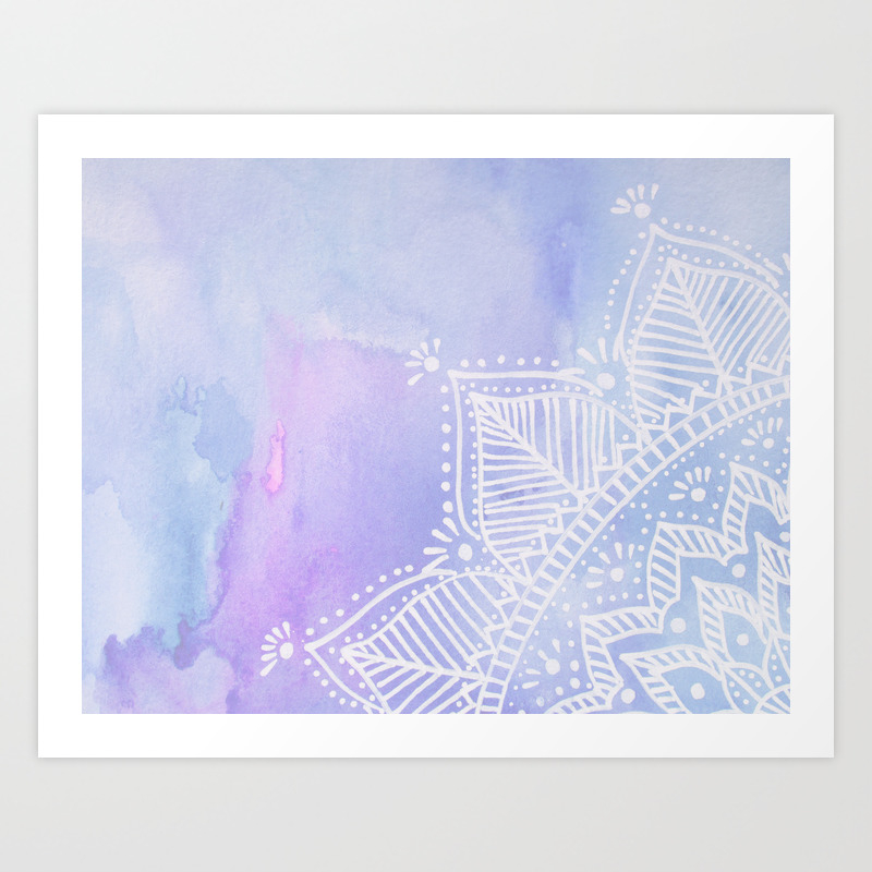Mandala Flower On Watercolor Background Pink And Lilac Art Print By Wackapacka Society6
