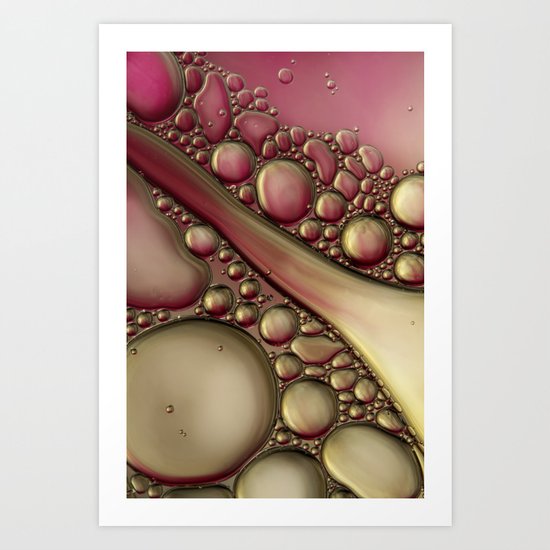 Rubies & Gold Bubble Abstract Art Print