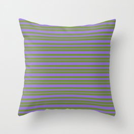 [ Thumbnail: Green and Purple Colored Lines Pattern Throw Pillow ]