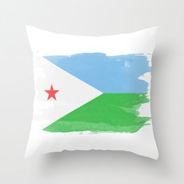Djibouti flag brush stroke, national flag Throw Pillow