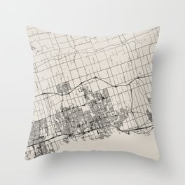 Black and White Canada, Oshawa Map - Minimalist Throw Pillow