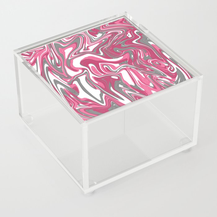 Hot Pink And Grey Liquid Marble Abstract Acrylic Box