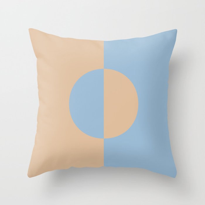 Pastel Blue Peach Minimal Circle Design 2021 Color of the Year Earth's Harmony and Sunwashed Orange Throw Pillow