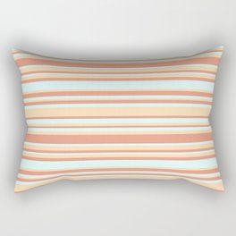 [ Thumbnail: Dark Salmon, Light Cyan, and Tan Colored Lines Pattern Rectangular Pillow ]