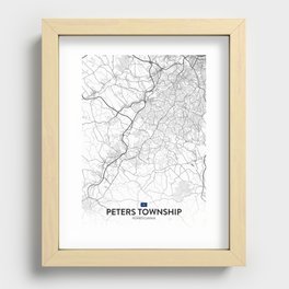 Peters Township, Pennsylvania, United States - Light City Map Recessed Framed Print