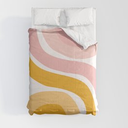 Abstract Shapes 41 in Mustard Yellow and Pale Pink Comforter