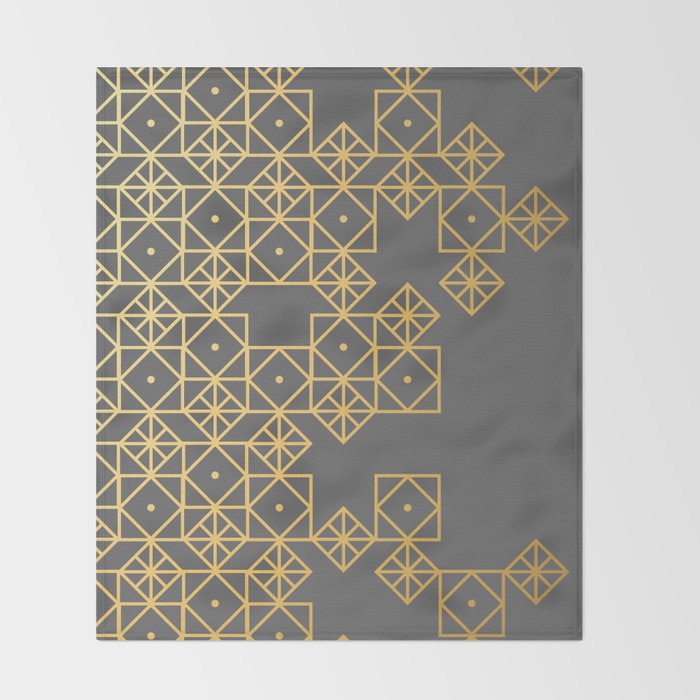 Geometric Gold Throw Blanket by catcoq Society6