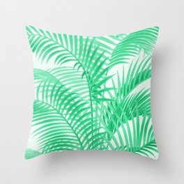 Seafoam Green Palm Leaves Throw Pillow