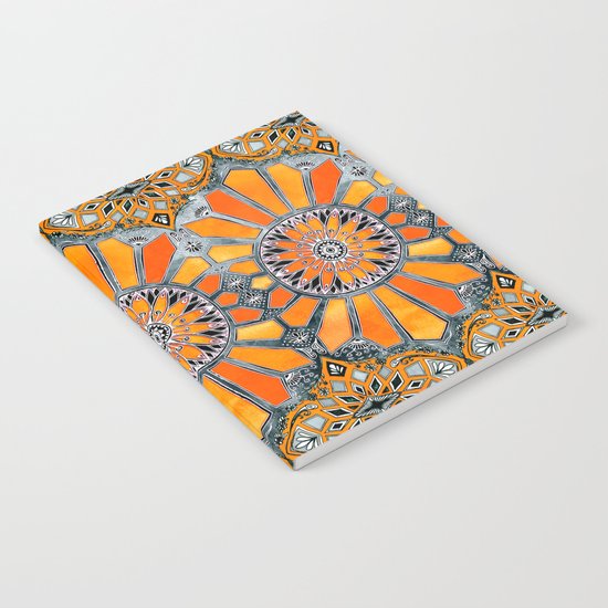 Celebrating the 70's - tangerine orange watercolor on grey Notebook