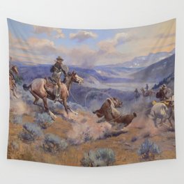 Charles Marion Russell - Loops And Swift Horses Wall Tapestry