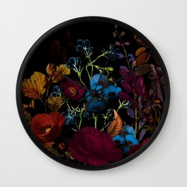 Dark autumn flower garden design floral pattern design Wall Clock