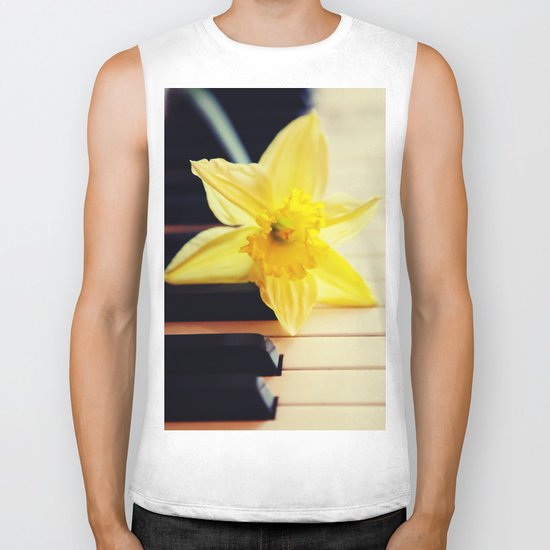piano flower Biker Tank