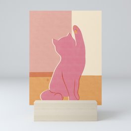 Risograph kitten - sunset Mini Art Print