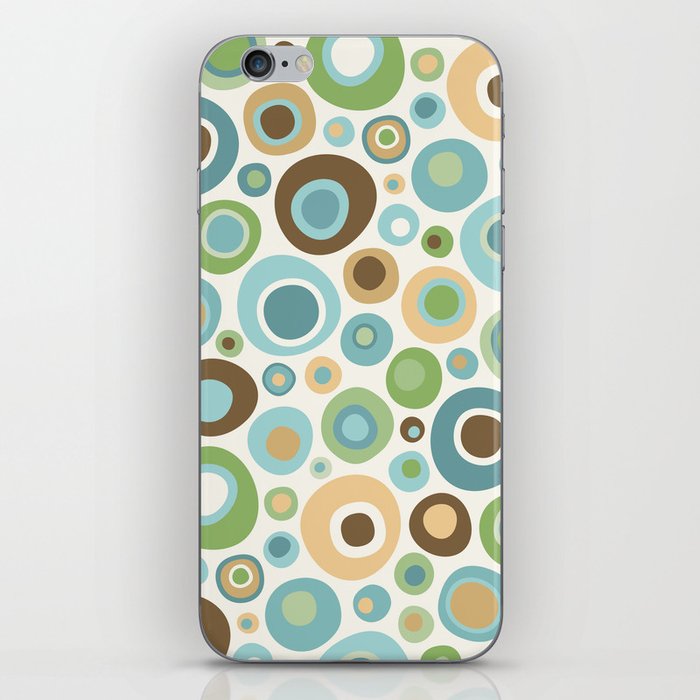Mid Century Modern Circles // Brown, Green, Gold, Ocean Blue, Sky Blue, Turquoise, Ivory iPhone Skin