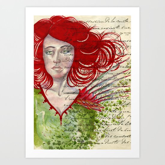 Lady in Red Art Print