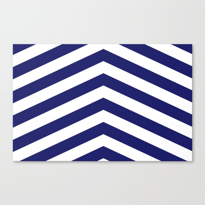 Navy and White Chevron Stripes Canvas Print