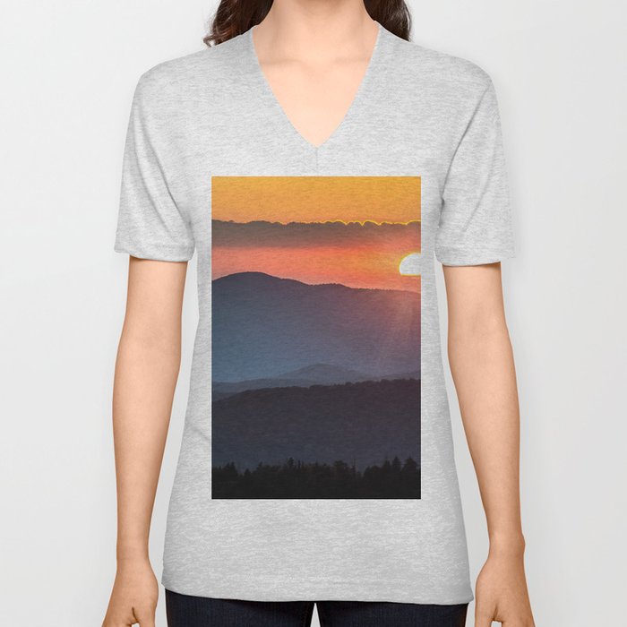 Smoky Mountain National Park Sunset - 19/365 V Neck T Shirt