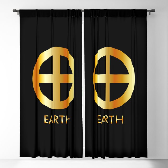 Zodiac and astrology symbol of the planet Earth in gold colors- astronomical icon Blackout Curtain