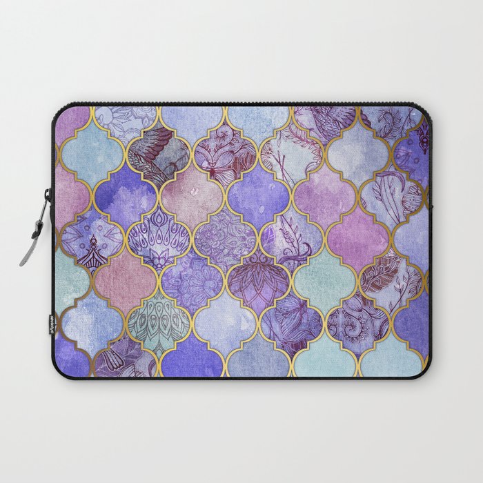 Royal Purple, Mauve & Indigo Decorative Moroccan Tile Pattern Laptop Sleeve