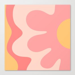 Happy Flower 60s Retro Vibe Pink Blush Mustard  Canvas Print