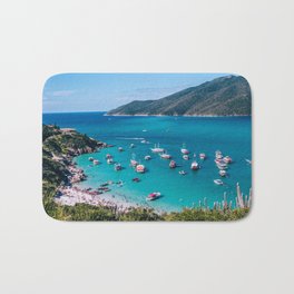 Brazil Photography - Bay With Turquoise Water And Boats Bath Mat