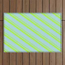 [ Thumbnail: Light Green & Powder Blue Colored Stripes/Lines Pattern Outdoor Rug ]