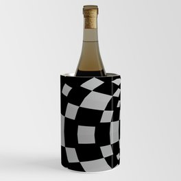 White and Black Checkerboard Pattern Wine Chiller