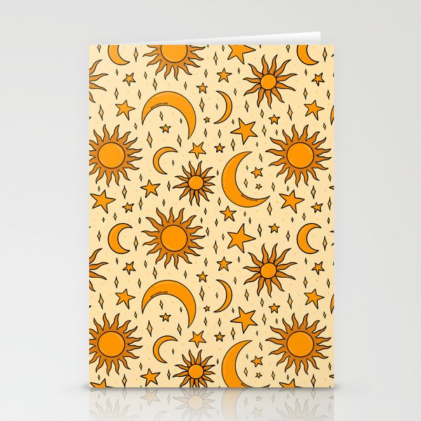 Vintage Sun and Star Print Stationery Cards
