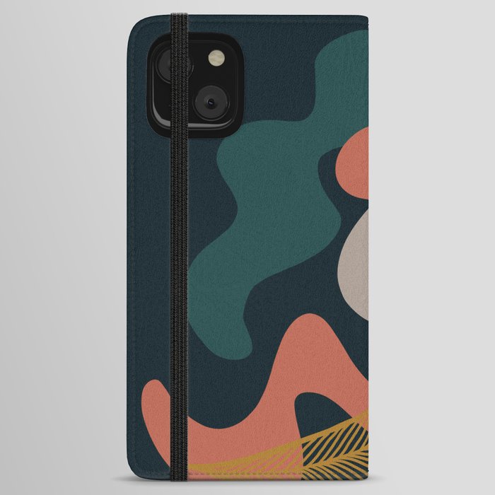 Abstract Golden Leaf 2 with Dark Background iPhone Wallet Case