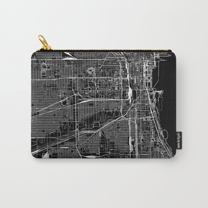 Chicago Black Map Carry-All Pouch