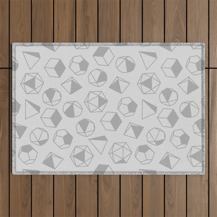 Dice Outline in Silver Outdoor Rug
