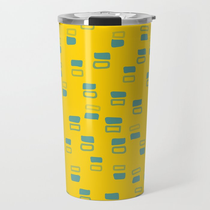 Happiness In Shapes 3 - Yellow Light Blue Travel Mug
