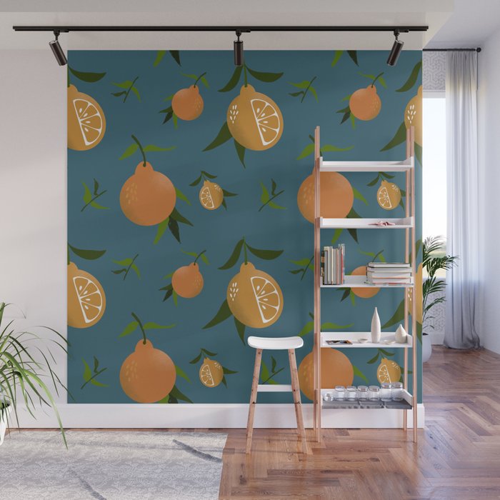Citrus Repeatables Teal Wall Mural