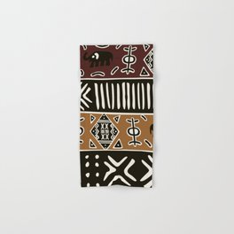 African mud cloth with elephants Hand & Bath Towel