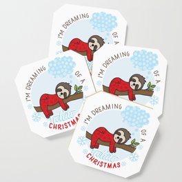 Sloth dreaming of a White Christmas Coaster