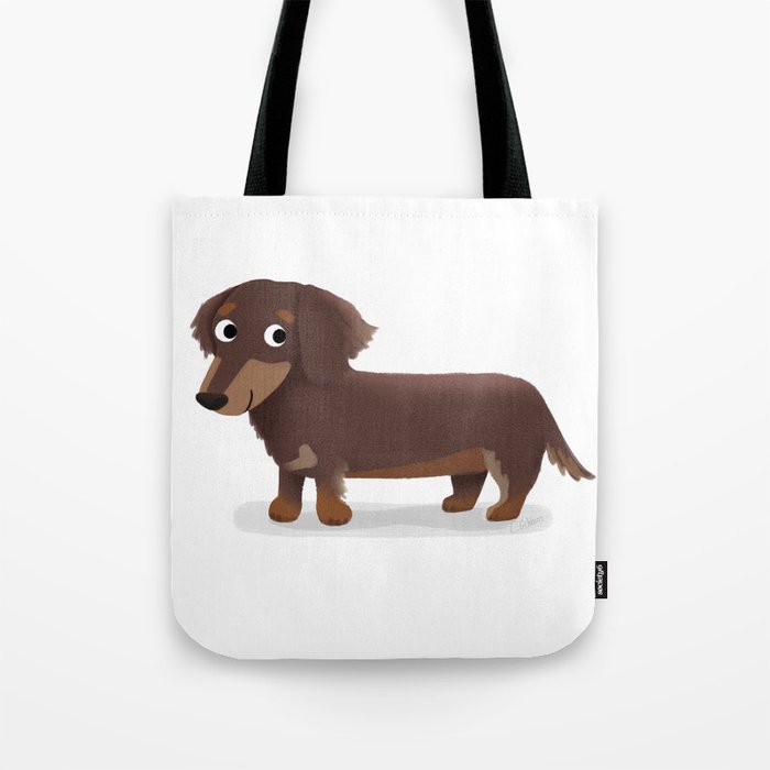 Longhaired Dachshund Cute Dog Series Tote Bag By