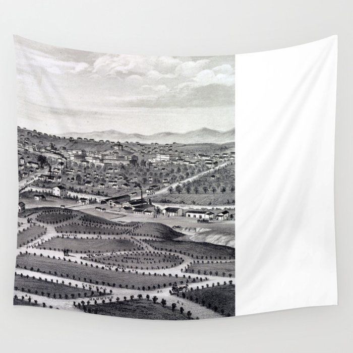 Vintage Pictorial Map of Los Angeles CA (1877) Wall Tapestry by BravuraMedia  Society6