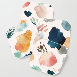 WILD WHIMS Abstract Watercolor Brush Strokes Coaster