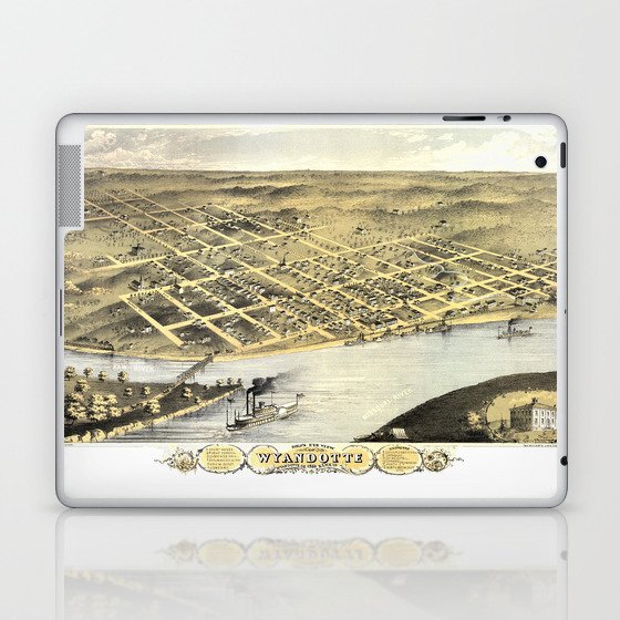 Wyandotte Co- Kansas City-Kansas-1869 pictorial vintage map Laptop & iPad Skin
