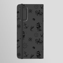 Dark Grey And Black Silhouettes Of Vintage Nautical Pattern Android Wallet Case