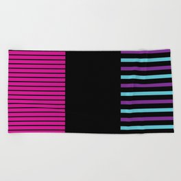 Colour Pop Stripes - Pink, Purple, Blue and Black Beach Towel