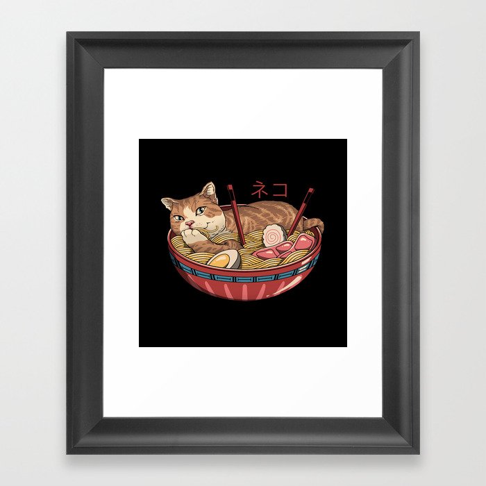 Neko Ramen v2 Framed Art Print