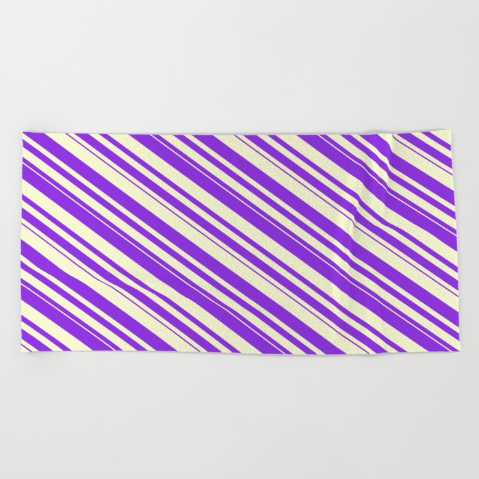 Purple & Light Yellow Colored Stripes/Lines Pattern Beach Towel
