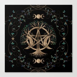 Tree of Life Pentagram Moon Ornament Canvas Print