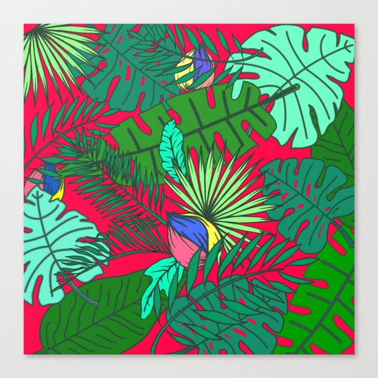 TROPICAL GARDEN (abstract collage) Canvas Print