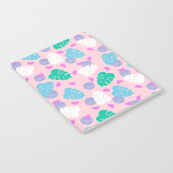 Monstera leaf house plant abstract modern print neon pink pastel summer vacation palm springs Notebook