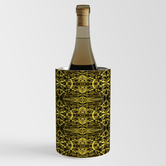 Liquid Light Series 43 ~ Yellow Abstract Fractal Pattern Wine Chiller