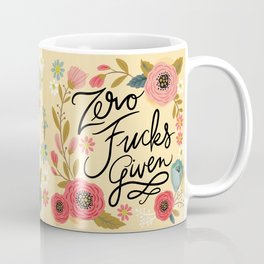 Pretty Sweary: Zero Fucks Given, in Yellow Coffee Mug